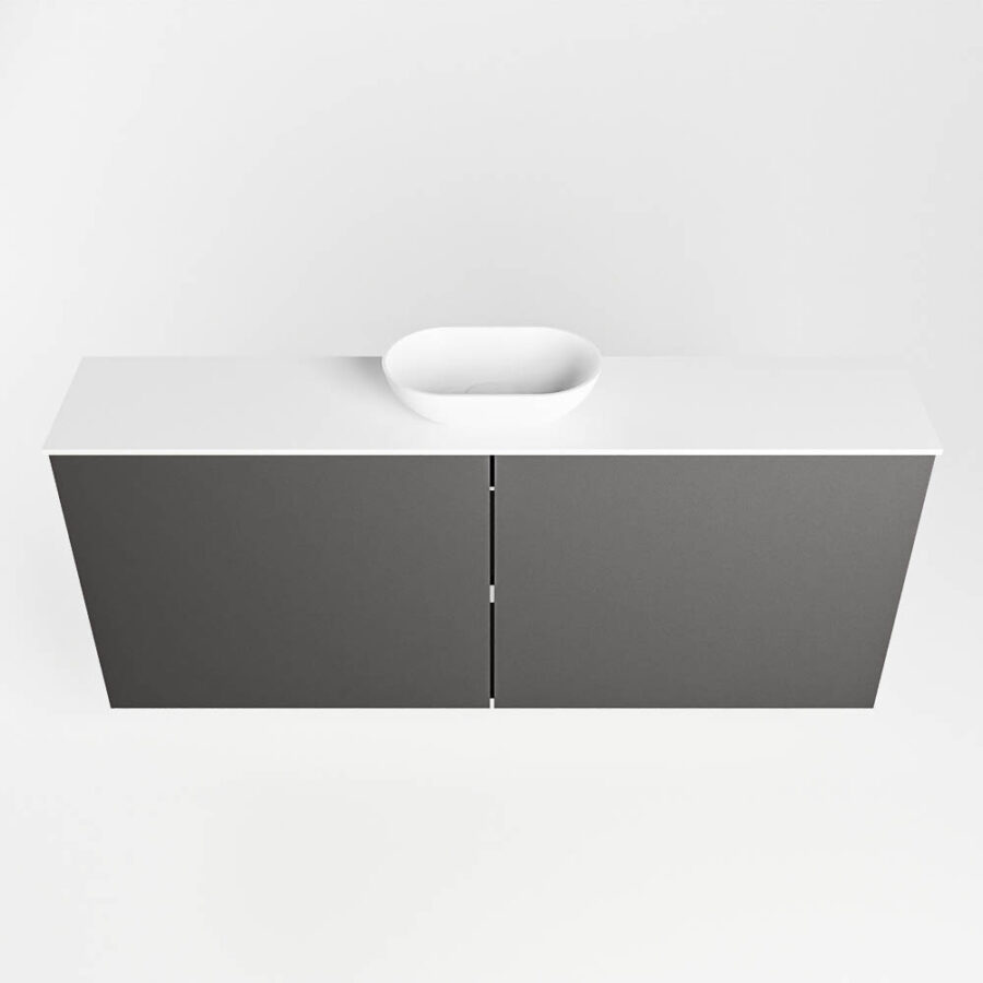 MONDIAZ FOWY toiletmeubel 120cm kleur dark grey. Waskom positie midden kleur talc | talc. Met 1 kraangat - Afbeelding 5