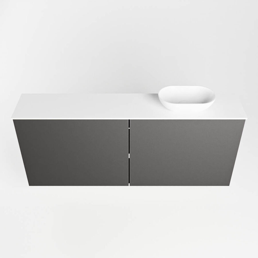 MONDIAZ FOWY toiletmeubel 120cm kleur dark grey. Waskom positie rechts kleur talc | talc. Met 1 kraangat - Afbeelding 5