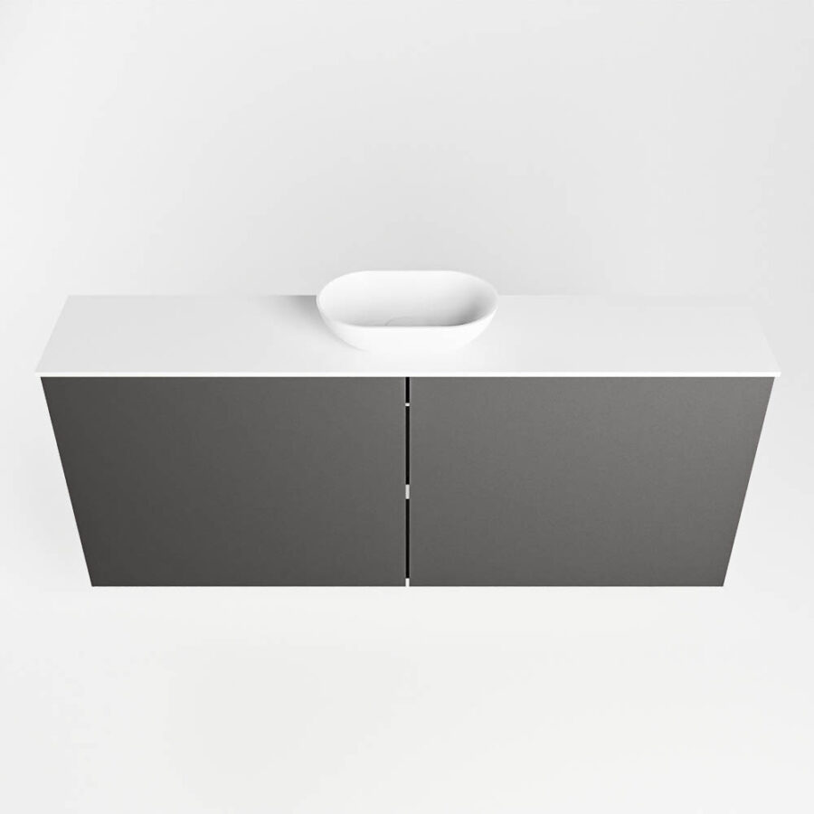 MONDIAZ FOWY toiletmeubel 120cm kleur dark grey. Waskom positie midden kleur talc | talc. Zonder kraangat - Afbeelding 5