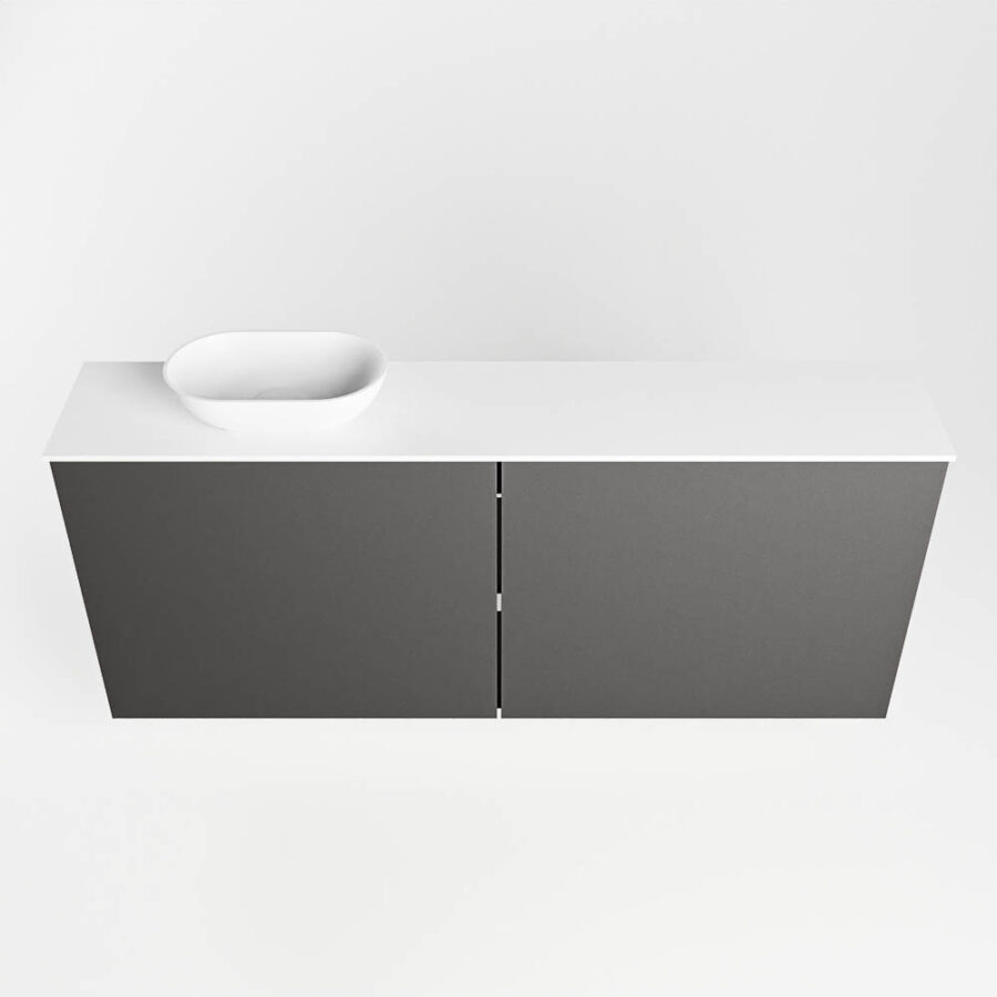 MONDIAZ FOWY toiletmeubel 120cm kleur dark grey. Waskom positie links kleur talc | talc. Zonder kraangat - Afbeelding 5