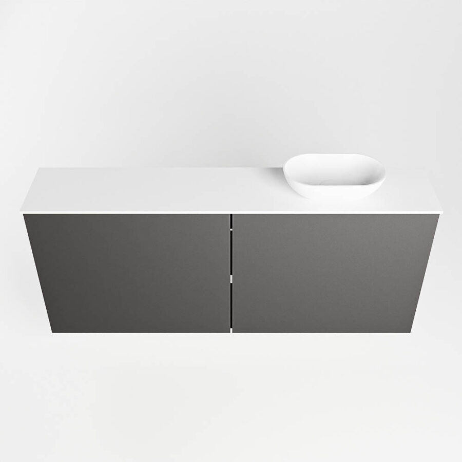MONDIAZ FOWY toiletmeubel 120cm kleur dark grey. Waskom positie rechts kleur talc | talc. Zonder kraangat - Afbeelding 5