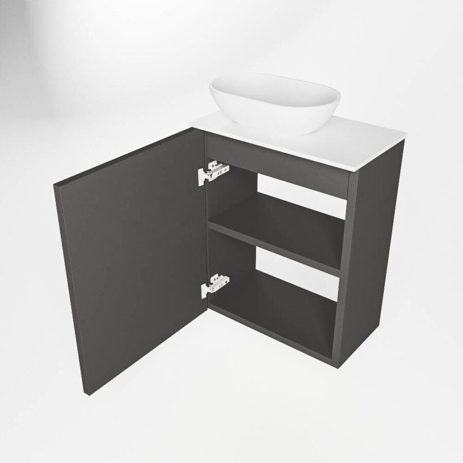 MONDIAZ FOWY toiletmeubel 40cm kleur dark grey. Waskom positie links kleur talc | talc. Met 1 kraangat - Afbeelding 6