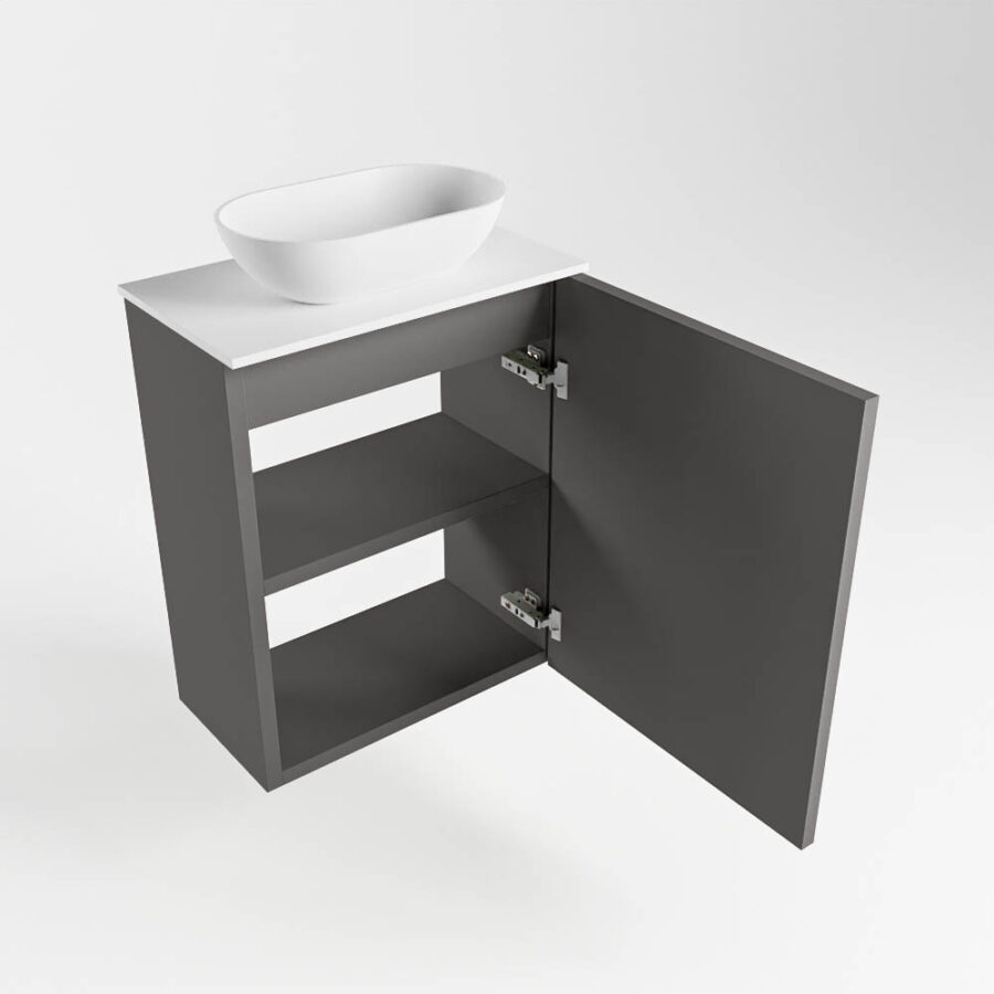 MONDIAZ FOWY toiletmeubel 40cm kleur dark grey. Waskom positie midden kleur talc | talc. Zonder kraangat - Afbeelding 6