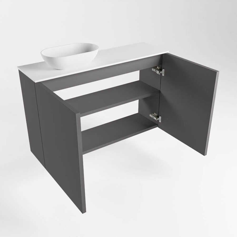MONDIAZ FOWY toiletmeubel 80cm kleur dark grey. Waskom positie links kleur talc | talc. Met 1 kraangat - Afbeelding 6