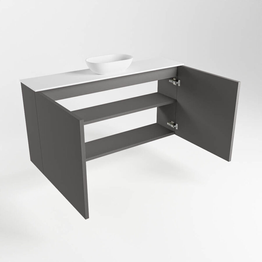 MONDIAZ FOWY toiletmeubel 100cm kleur dark grey. Waskom positie midden kleur talc | talc. Zonder kraangat - Afbeelding 6