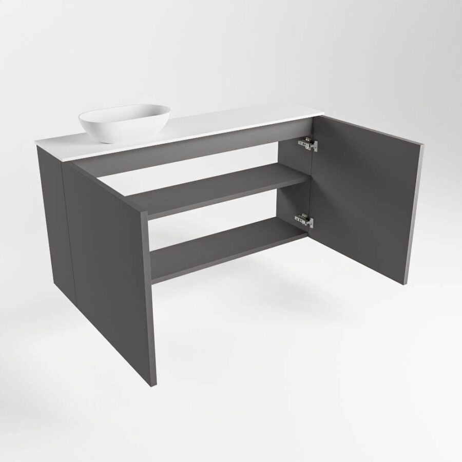MONDIAZ FOWY toiletmeubel 100cm kleur dark grey. Waskom positie links kleur talc | talc. Zonder kraangat - Afbeelding 6