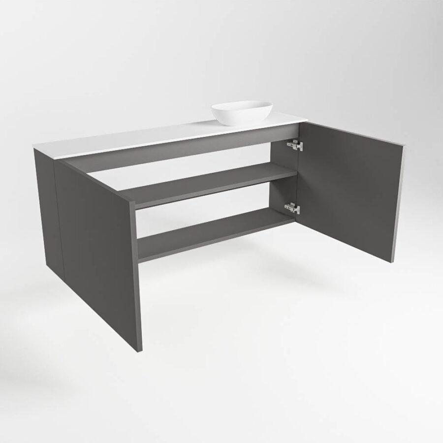 MONDIAZ FOWY toiletmeubel 120cm kleur dark grey. Waskom positie rechts kleur talc | talc. Met 1 kraangat - Afbeelding 6