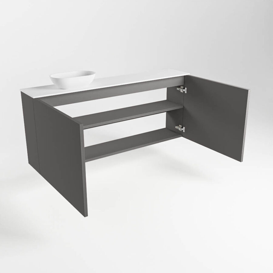 MONDIAZ FOWY toiletmeubel 120cm kleur dark grey. Waskom positie links kleur talc | talc. Zonder kraangat - Afbeelding 6
