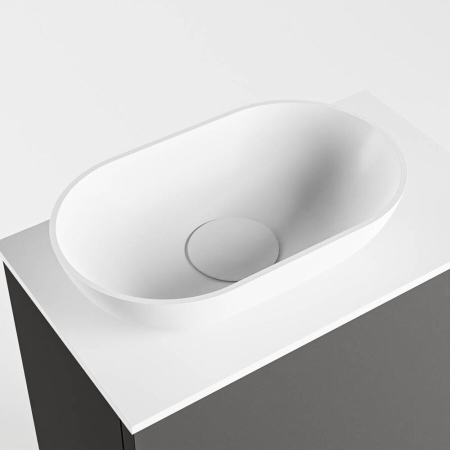 MONDIAZ FOWY toiletmeubel 40cm kleur dark grey. Waskom positie links kleur talc | talc. Met 1 kraangat - Afbeelding 7