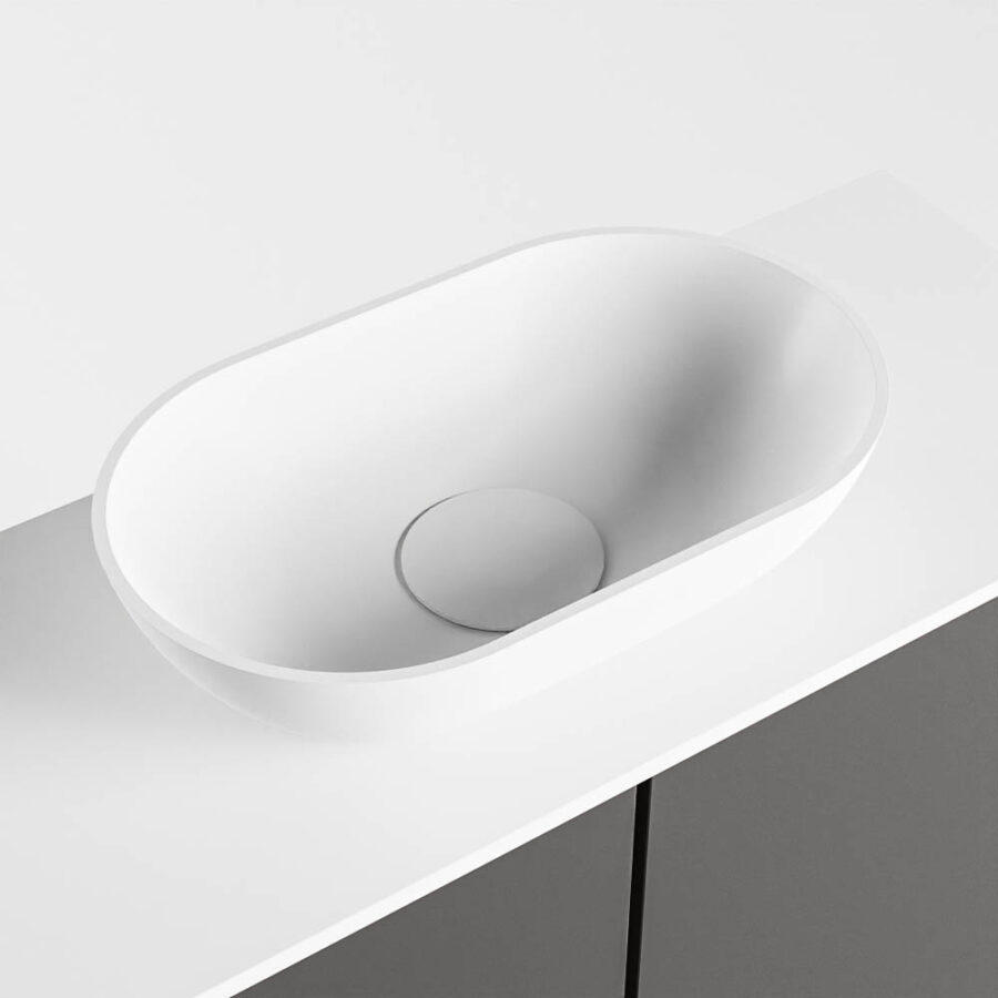 MONDIAZ FOWY toiletmeubel 60cm kleur dark grey. Waskom positie midden kleur talc | talc. Met 1 kraangat - Afbeelding 7