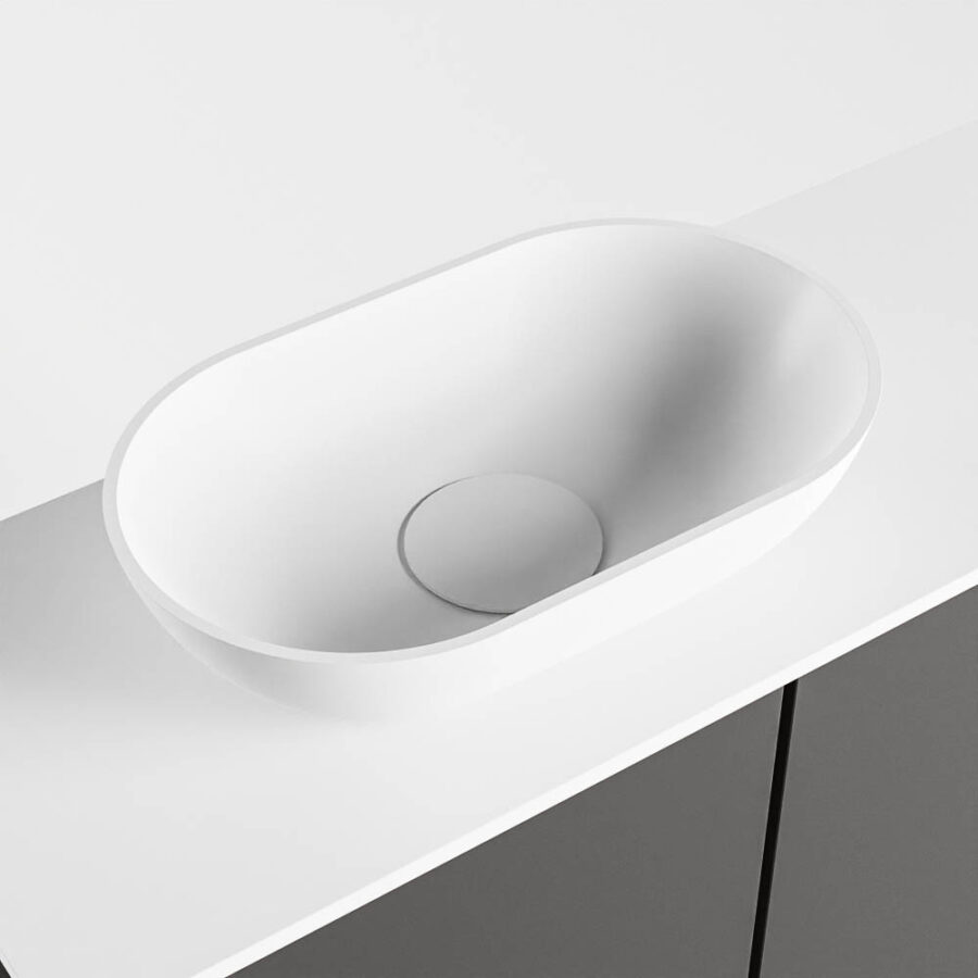 MONDIAZ FOWY toiletmeubel 60cm kleur dark grey. Waskom positie links kleur talc | talc. Zonder kraangat - Afbeelding 7