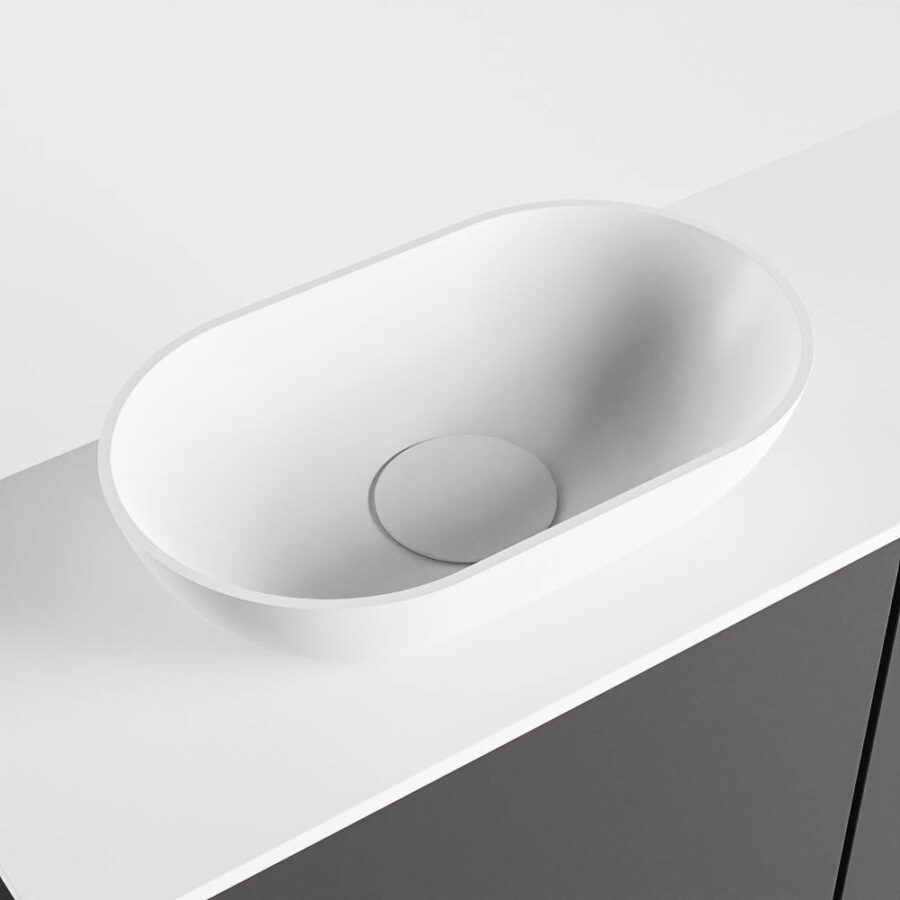 MONDIAZ FOWY toiletmeubel 80cm kleur dark grey. Waskom positie links kleur talc | talc. Zonder kraangat - Afbeelding 7
