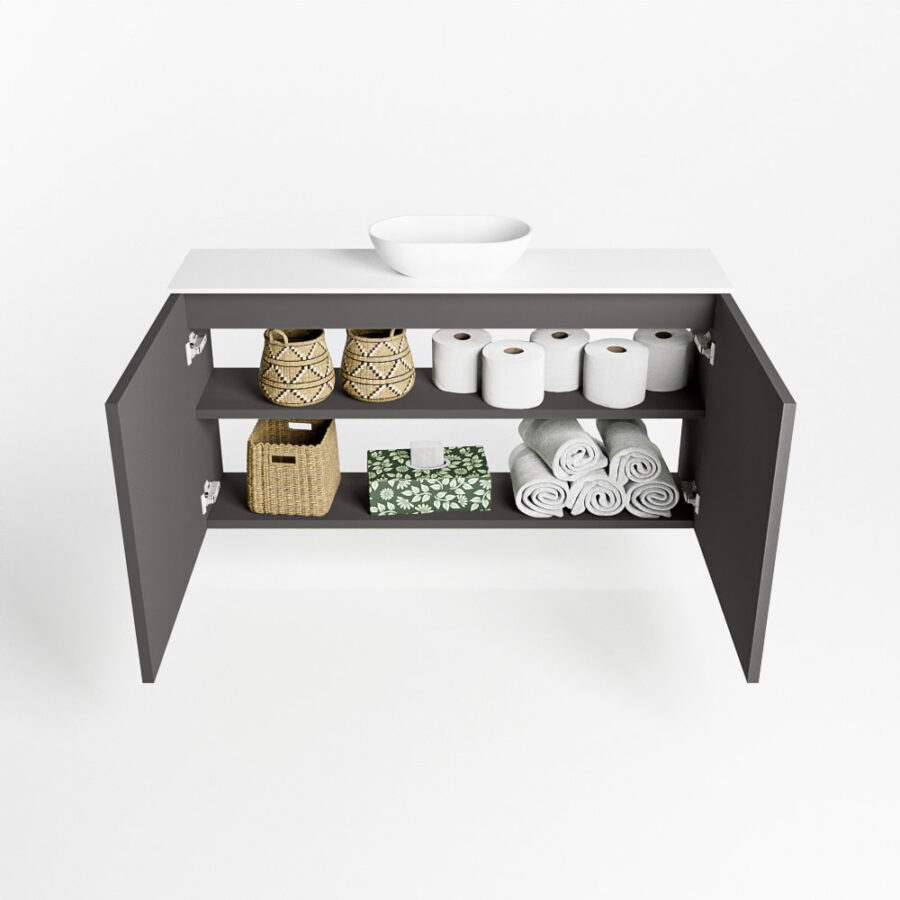 MONDIAZ FOWY toiletmeubel 100cm kleur dark grey. Waskom positie midden kleur talc | talc. Met 1 kraangat - Afbeelding 8