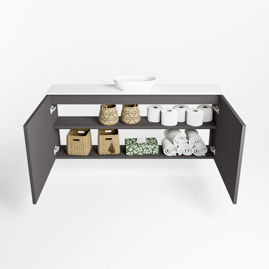 MONDIAZ FOWY toiletmeubel 120cm kleur dark grey. Waskom positie midden kleur talc | talc. Met 1 kraangat - Afbeelding 8
