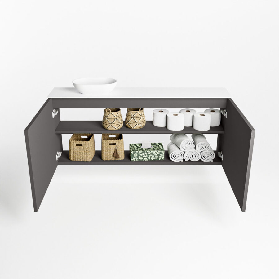 MONDIAZ FOWY toiletmeubel 120cm kleur dark grey. Waskom positie links kleur talc | talc. Zonder kraangat - Afbeelding 8