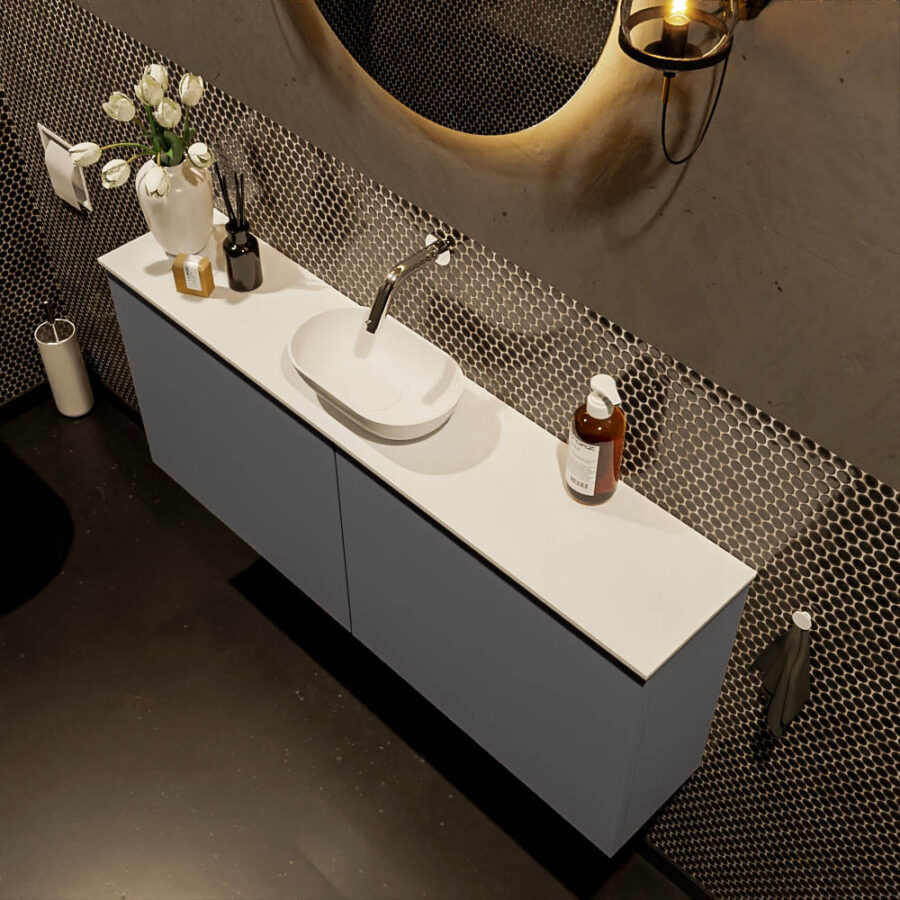 MONDIAZ FOWY toiletmeubel 120cm kleur dark grey. Waskom positie midden kleur talc | talc. Zonder kraangat - Afbeelding 3
