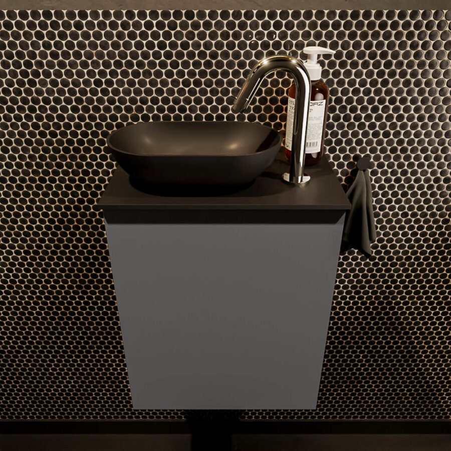 MONDIAZ FOWY toiletmeubel 40cm kleur dark grey. Waskom positie links kleur urban | urban. Met 1 kraangat - Afbeelding 2