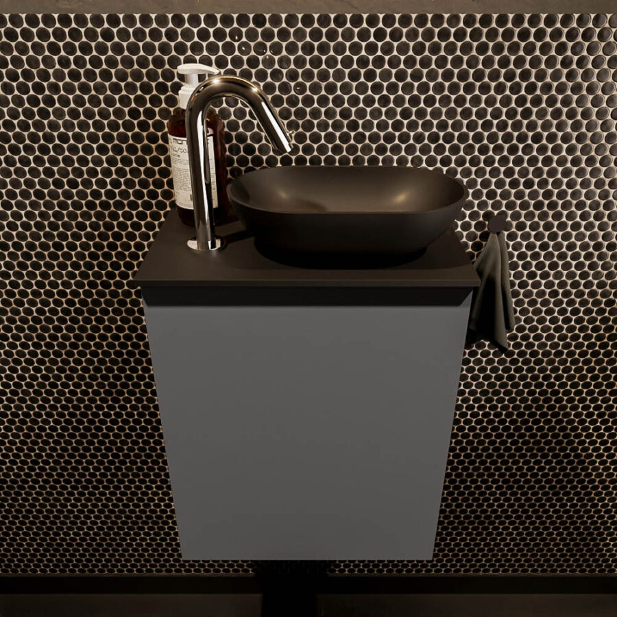 MONDIAZ FOWY toiletmeubel 40cm kleur dark grey. Waskom positie rechts kleur urban | urban. Met 1 kraangat - Afbeelding 2