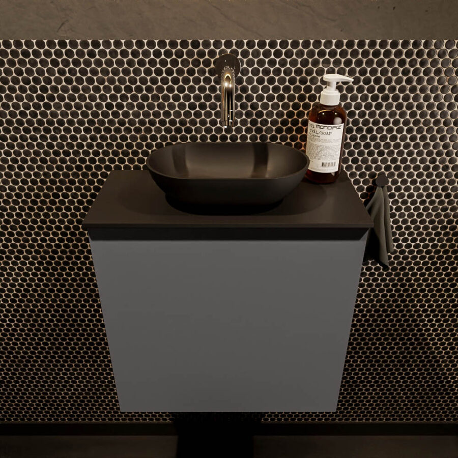 MONDIAZ FOWY toiletmeubel 50cm kleur dark grey. Waskom positie midden kleur urban | urban. Zonder kraangat - Afbeelding 2