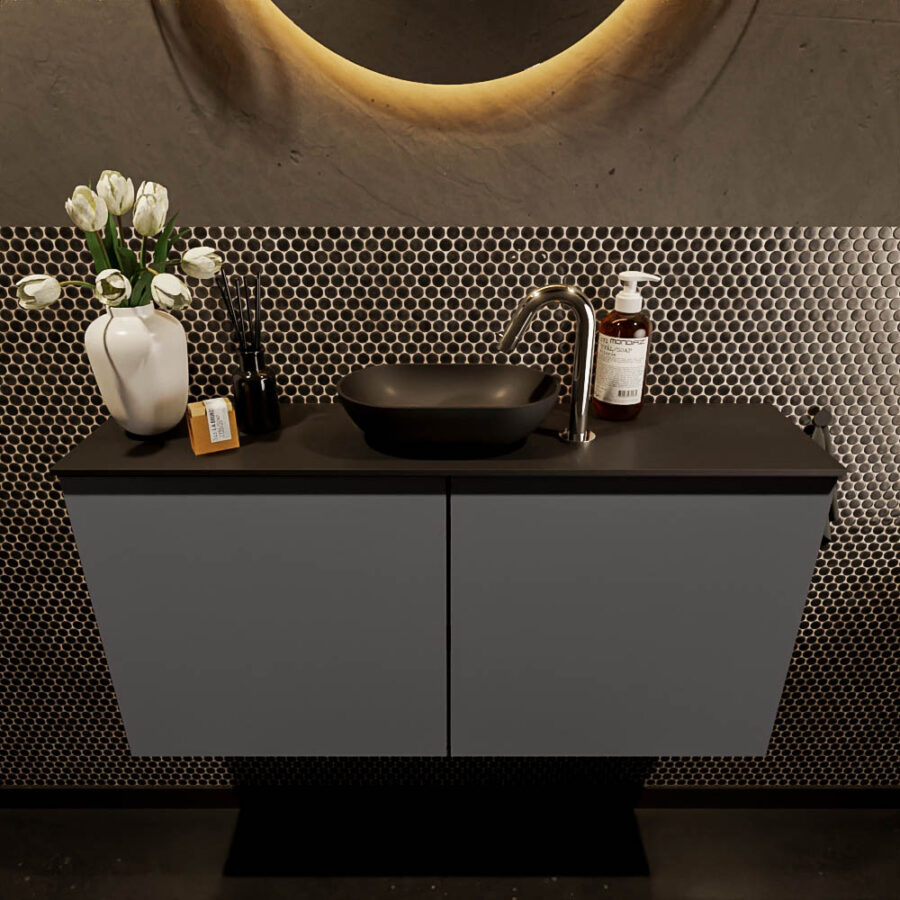 MONDIAZ FOWY toiletmeubel 100cm kleur dark grey. Waskom positie midden kleur urban | urban. Met 1 kraangat - Afbeelding 2
