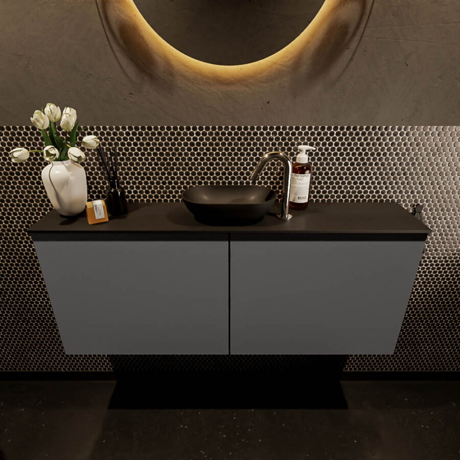 MONDIAZ FOWY toiletmeubel 120cm kleur dark grey. Waskom positie midden kleur urban | urban. Met 1 kraangat - Afbeelding 2