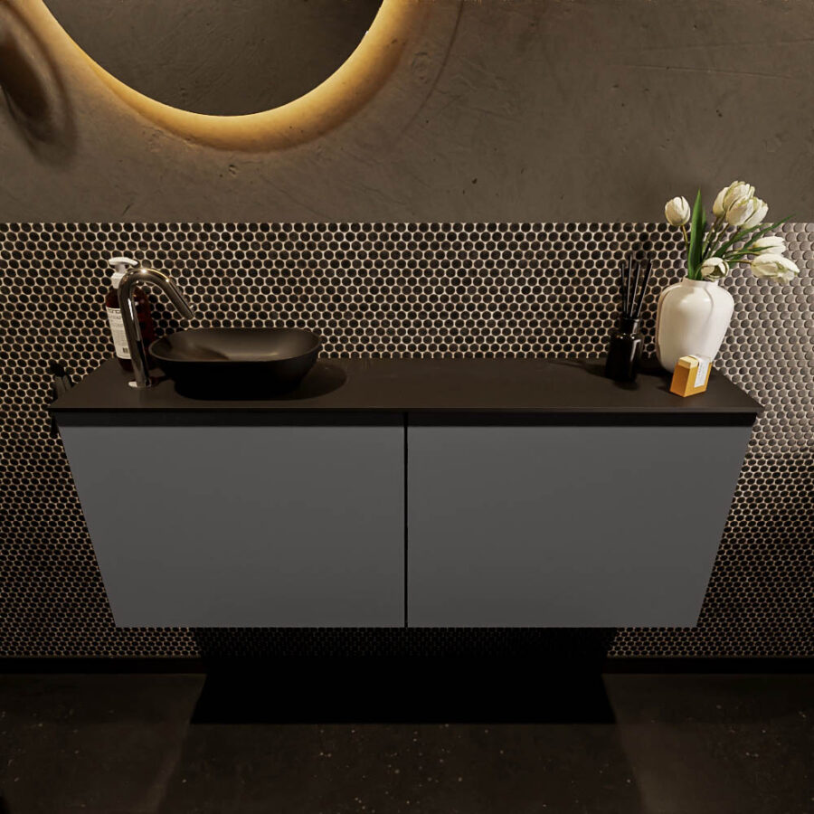 MONDIAZ FOWY toiletmeubel 120cm kleur dark grey. Waskom positie links kleur urban | urban. Met 1 kraangat - Afbeelding 2