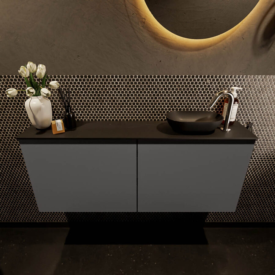 MONDIAZ FOWY toiletmeubel 120cm kleur dark grey. Waskom positie rechts kleur urban | urban. Met 1 kraangat - Afbeelding 2