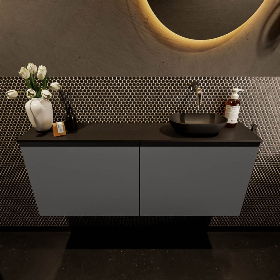 MONDIAZ FOWY toiletmeubel 120cm kleur dark grey. Waskom positie rechts kleur urban | urban. Zonder kraangat - Afbeelding 2