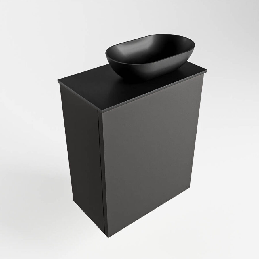 MONDIAZ FOWY toiletmeubel 40cm kleur dark grey. Waskom positie rechts kleur urban | urban. Met 1 kraangat - Afbeelding 4