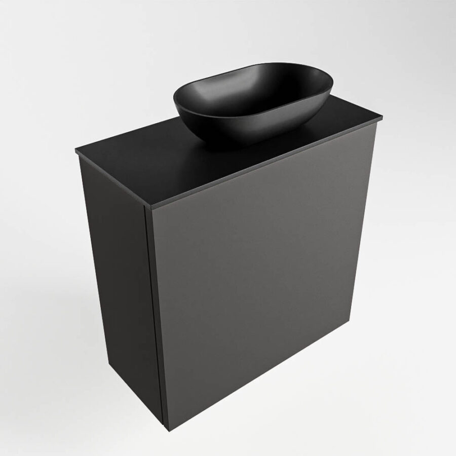 MONDIAZ FOWY toiletmeubel 50cm kleur dark grey. Waskom positie rechts kleur urban | urban. Met 1 kraangat - Afbeelding 4