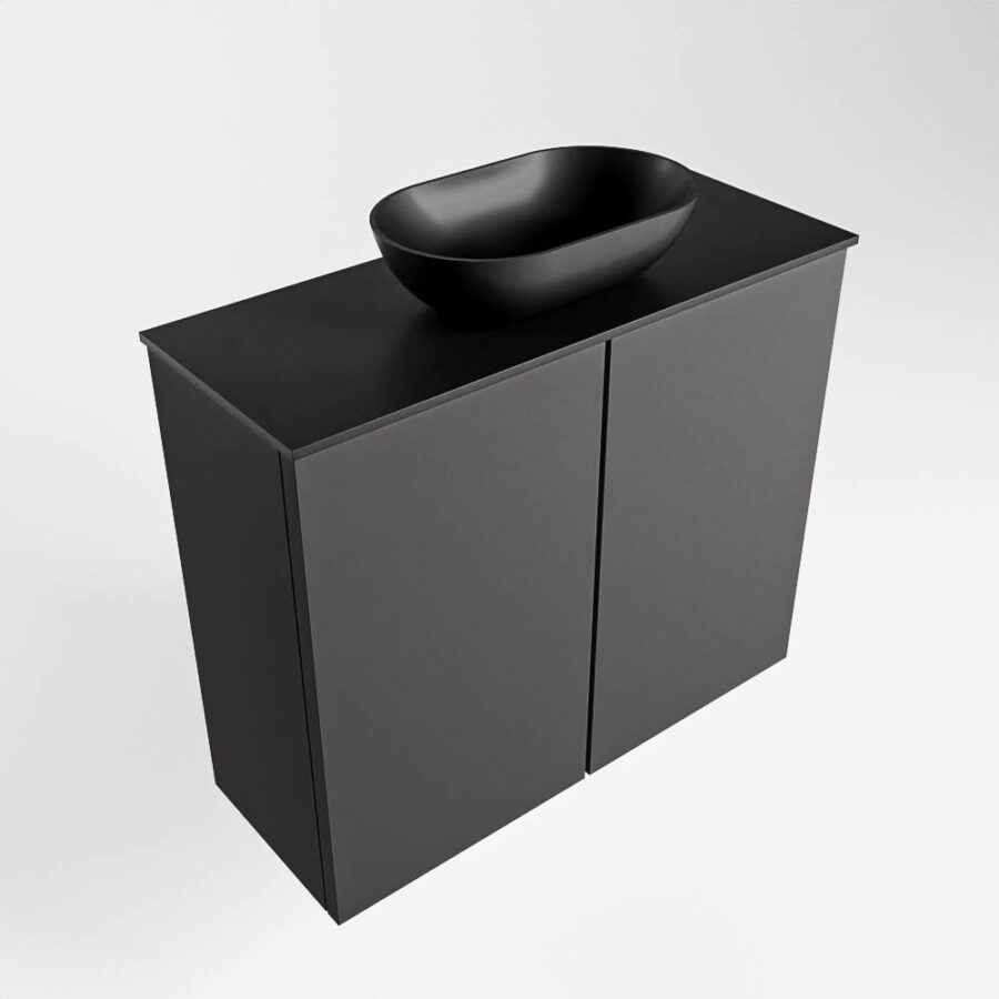 MONDIAZ FOWY toiletmeubel 60cm kleur dark grey. Waskom positie midden kleur urban | urban. Met 1 kraangat - Afbeelding 4