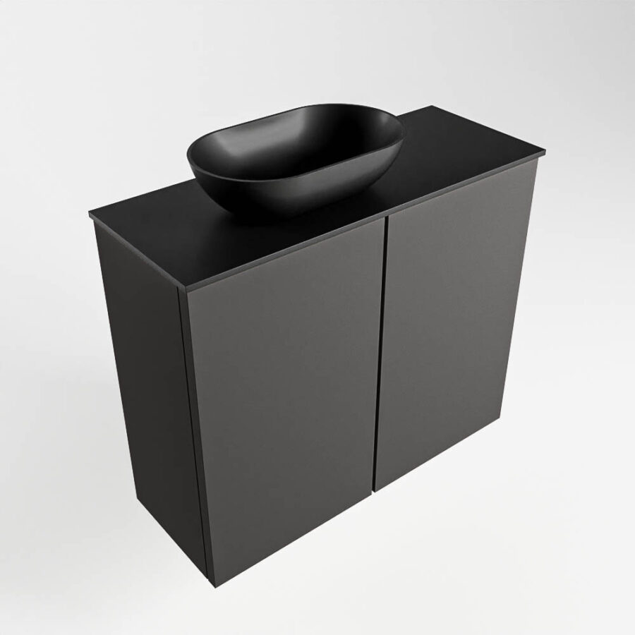 MONDIAZ FOWY toiletmeubel 60cm kleur dark grey. Waskom positie links kleur urban | urban. Met 1 kraangat - Afbeelding 4