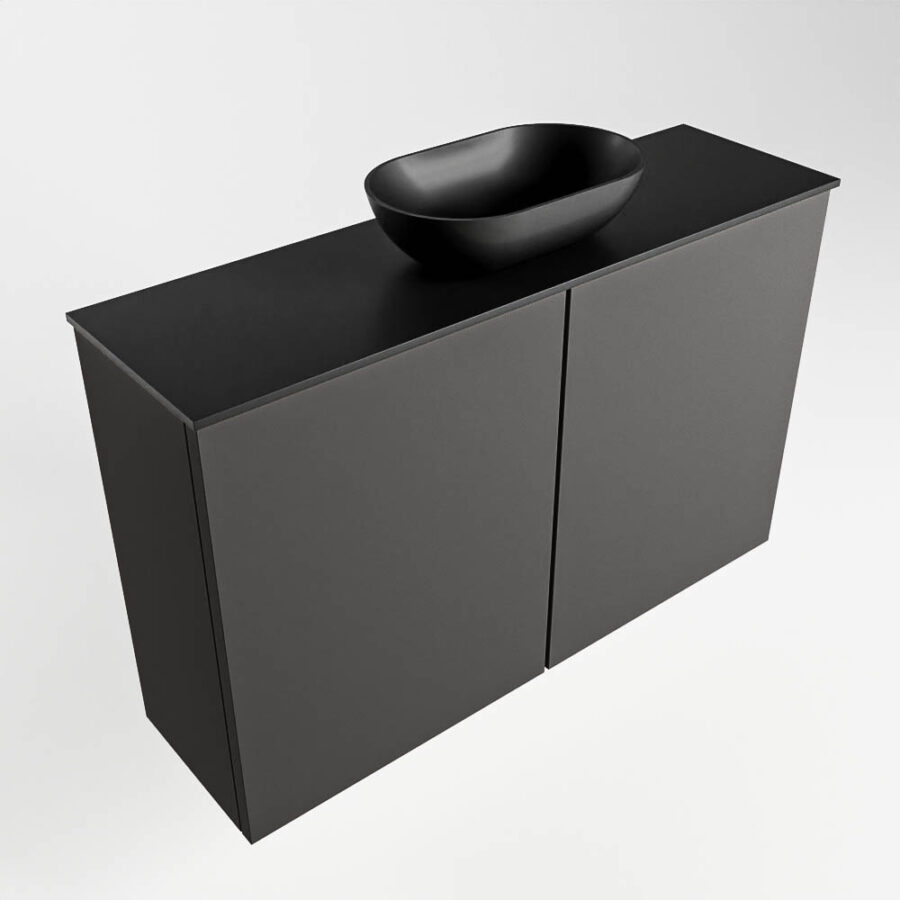 MONDIAZ FOWY toiletmeubel 80cm kleur dark grey. Waskom positie midden kleur urban | urban. Met 1 kraangat - Afbeelding 4