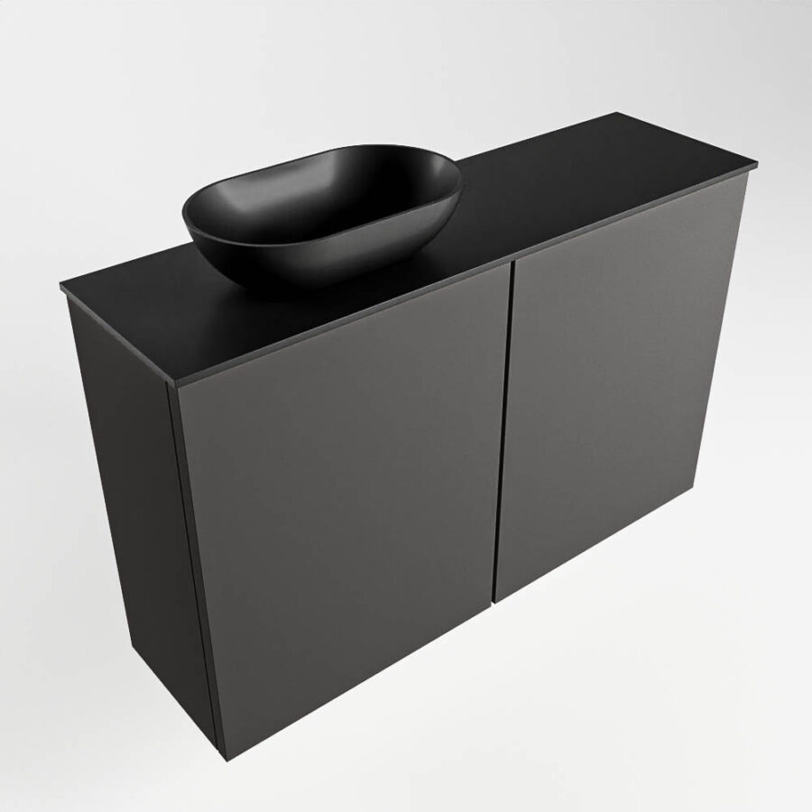 MONDIAZ FOWY toiletmeubel 80cm kleur dark grey. Waskom positie links kleur urban | urban. Met 1 kraangat - Afbeelding 4