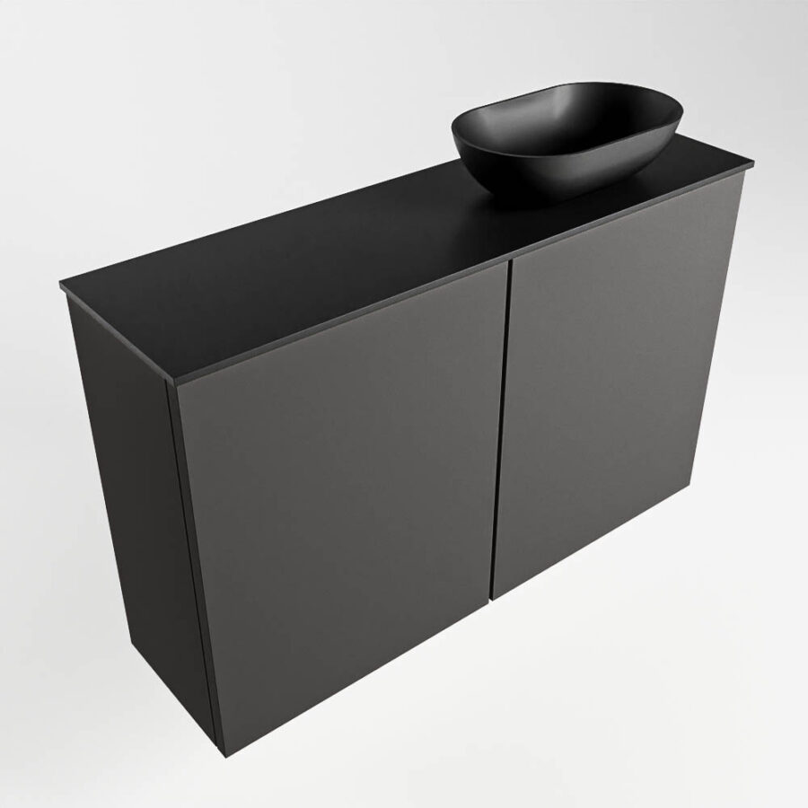MONDIAZ FOWY toiletmeubel 80cm kleur dark grey. Waskom positie rechts kleur urban | urban. Met 1 kraangat - Afbeelding 4