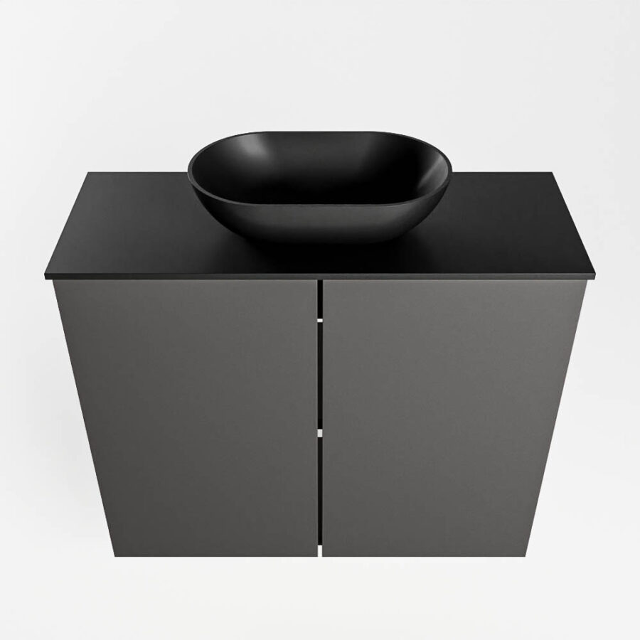 MONDIAZ FOWY toiletmeubel 60cm kleur dark grey. Waskom positie midden kleur urban | urban. Met 1 kraangat - Afbeelding 5