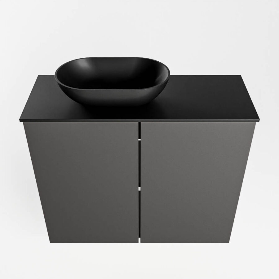 MONDIAZ FOWY toiletmeubel 60cm kleur dark grey. Waskom positie links kleur urban | urban. Met 1 kraangat - Afbeelding 5