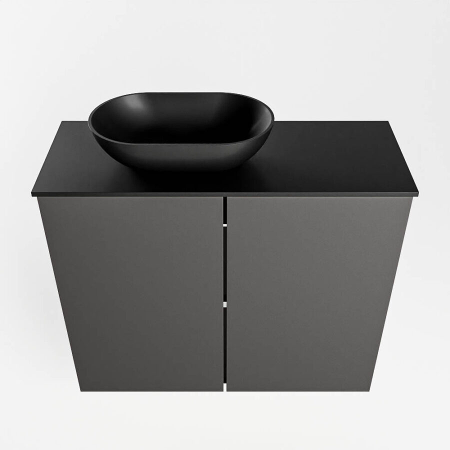 MONDIAZ FOWY toiletmeubel 60cm kleur dark grey. Waskom positie links kleur urban | urban. Zonder kraangat - Afbeelding 5