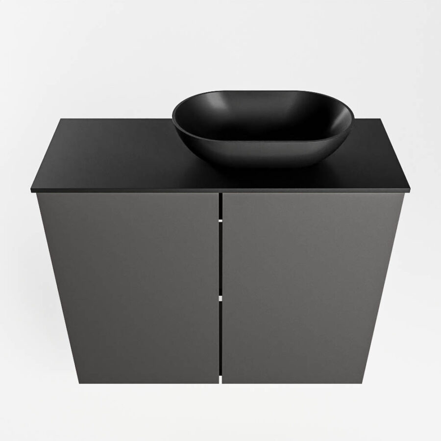 MONDIAZ FOWY toiletmeubel 60cm kleur dark grey. Waskom positie rechts kleur urban | urban. Zonder kraangat - Afbeelding 5