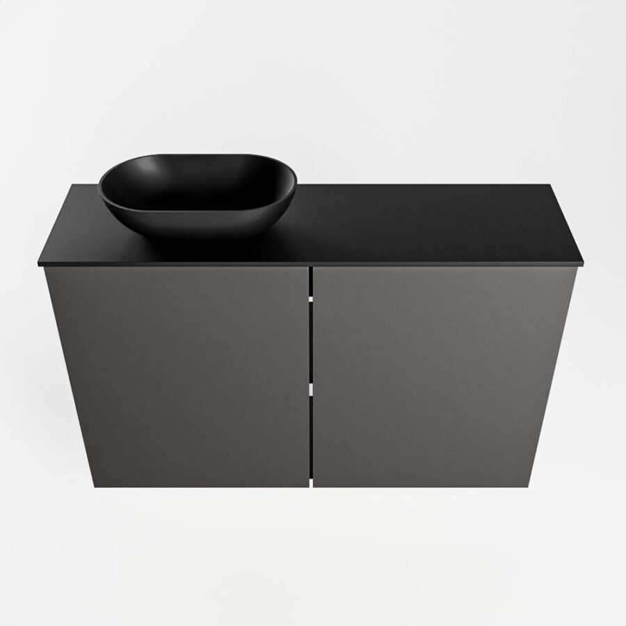 MONDIAZ FOWY toiletmeubel 80cm kleur dark grey. Waskom positie links kleur urban | urban. Met 1 kraangat - Afbeelding 5