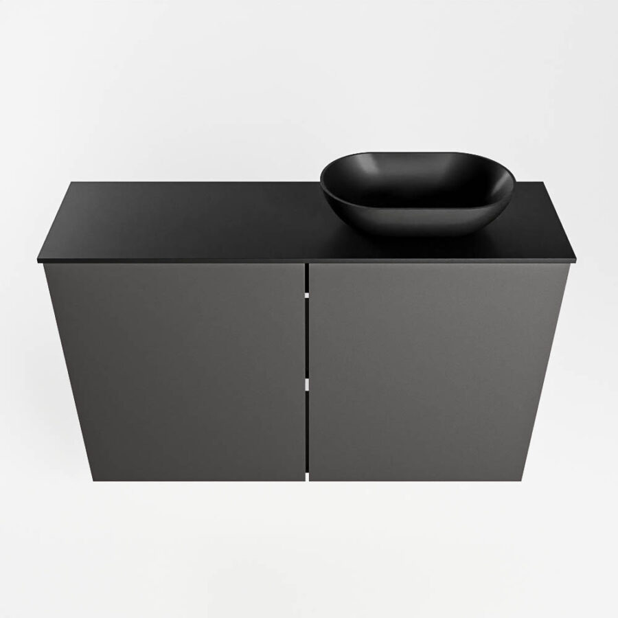 MONDIAZ FOWY toiletmeubel 80cm kleur dark grey. Waskom positie rechts kleur urban | urban. Met 1 kraangat - Afbeelding 5