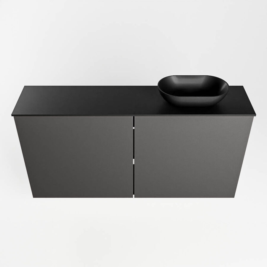 MONDIAZ FOWY toiletmeubel 100cm kleur dark grey. Waskom positie rechts kleur urban | urban. Met 1 kraangat - Afbeelding 5
