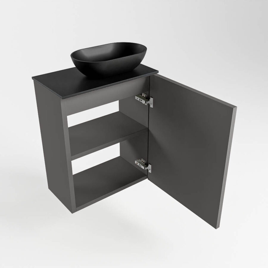MONDIAZ FOWY toiletmeubel 40cm kleur dark grey. Waskom positie rechts kleur urban | urban. Met 1 kraangat - Afbeelding 6