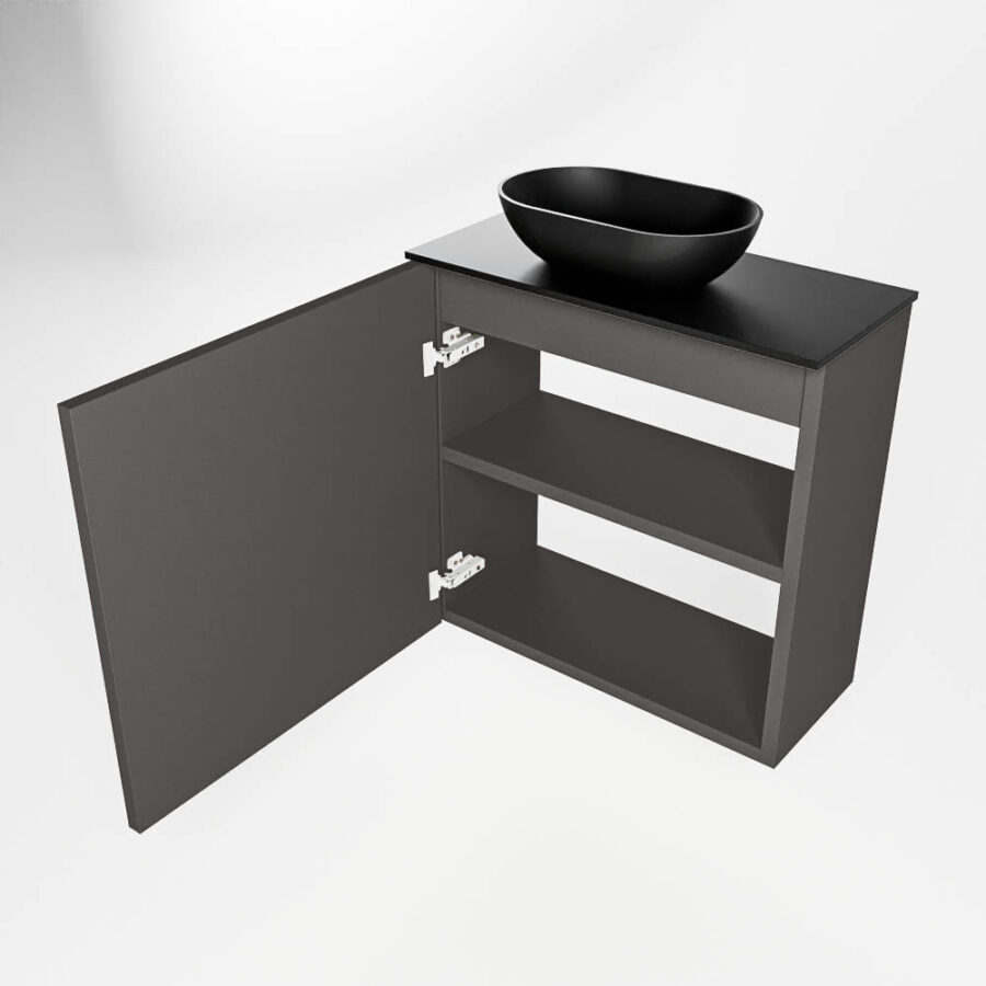 MONDIAZ FOWY toiletmeubel 50cm kleur dark grey. Waskom positie links kleur urban | urban. Met 1 kraangat - Afbeelding 6