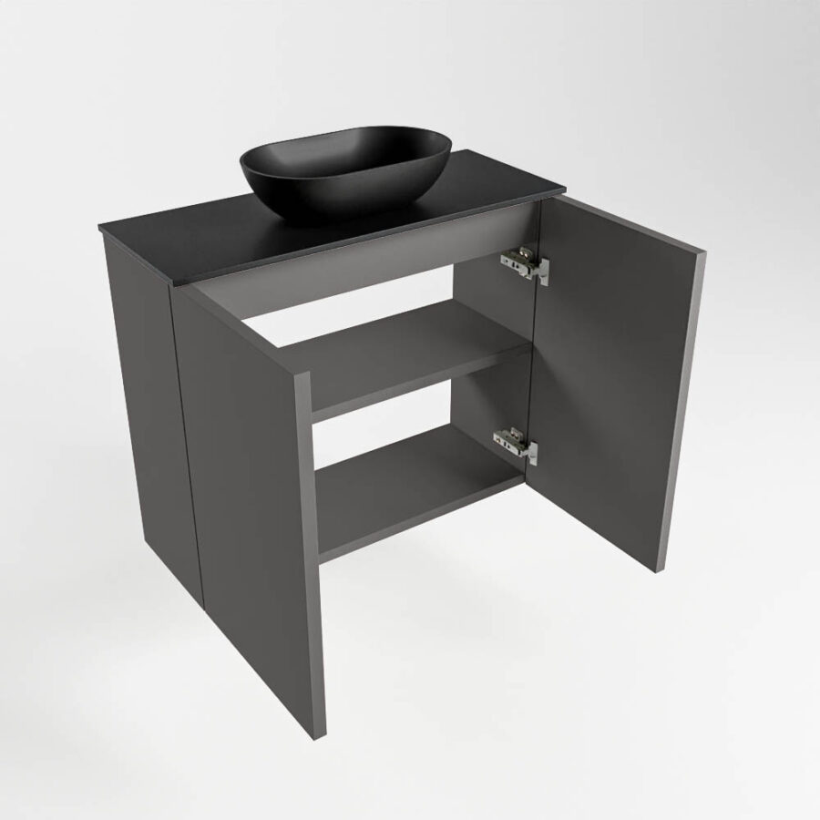 MONDIAZ FOWY toiletmeubel 60cm kleur dark grey. Waskom positie midden kleur urban | urban. Met 1 kraangat - Afbeelding 6