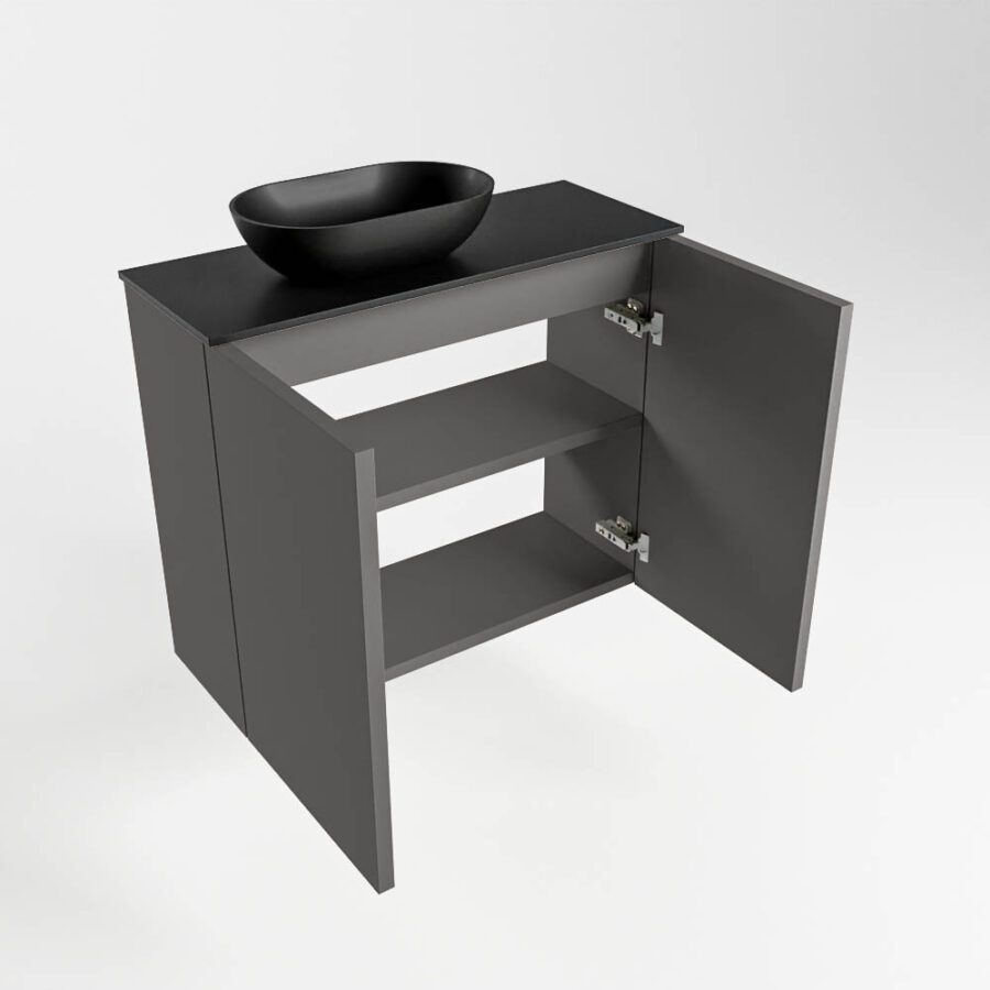 MONDIAZ FOWY toiletmeubel 60cm kleur dark grey. Waskom positie links kleur urban | urban. Met 1 kraangat - Afbeelding 6
