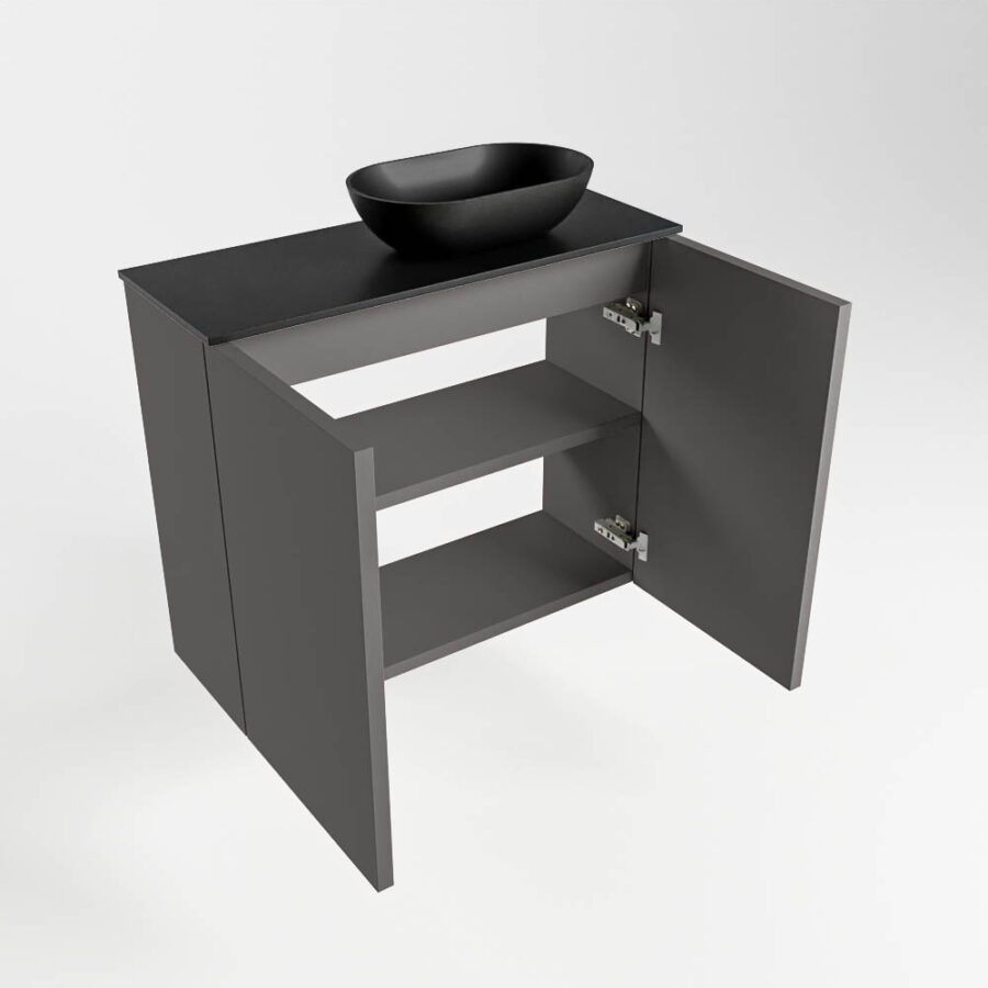 MONDIAZ FOWY toiletmeubel 60cm kleur dark grey. Waskom positie rechts kleur urban | urban. Met 1 kraangat - Afbeelding 6