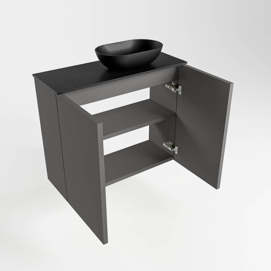 MONDIAZ FOWY toiletmeubel 60cm kleur dark grey. Waskom positie rechts kleur urban | urban. Zonder kraangat - Afbeelding 6