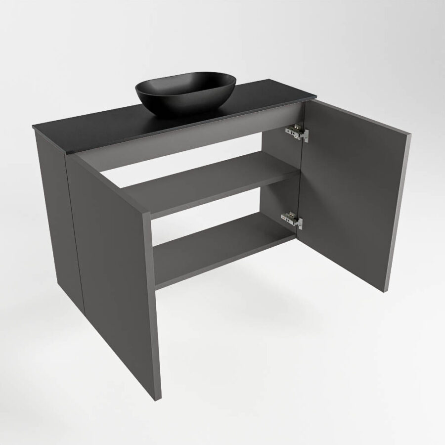 MONDIAZ FOWY toiletmeubel 80cm kleur dark grey. Waskom positie midden kleur urban | urban. Met 1 kraangat - Afbeelding 6