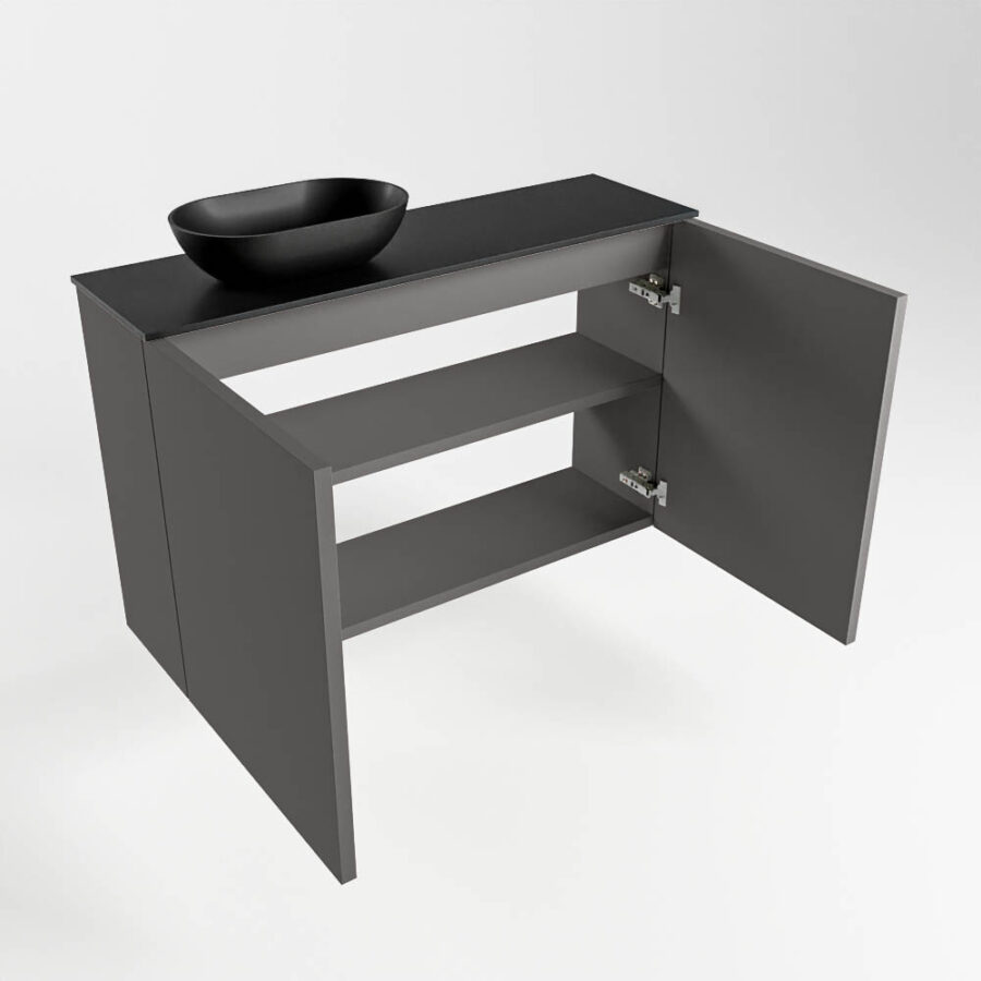 MONDIAZ FOWY toiletmeubel 80cm kleur dark grey. Waskom positie links kleur urban | urban. Met 1 kraangat - Afbeelding 6